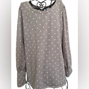 BiBi Taupe Polka Dot Blouse